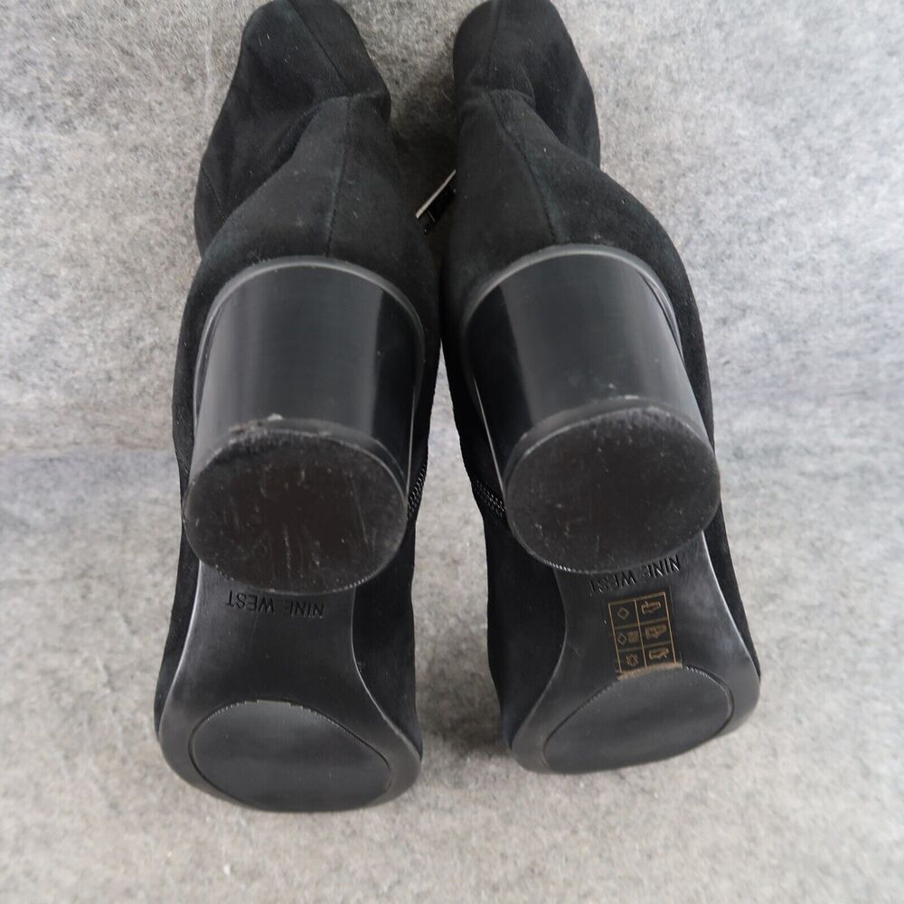 Nine West Shoes Womens 9 Booties Classic Fashion Leather Block Heel Black Zip - Picture 12 of 15